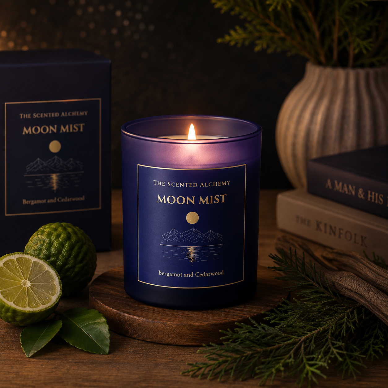Moon Mist | Bergamot & Cedarwood Scented Candle | 200g | 40+ Hours Burn Time