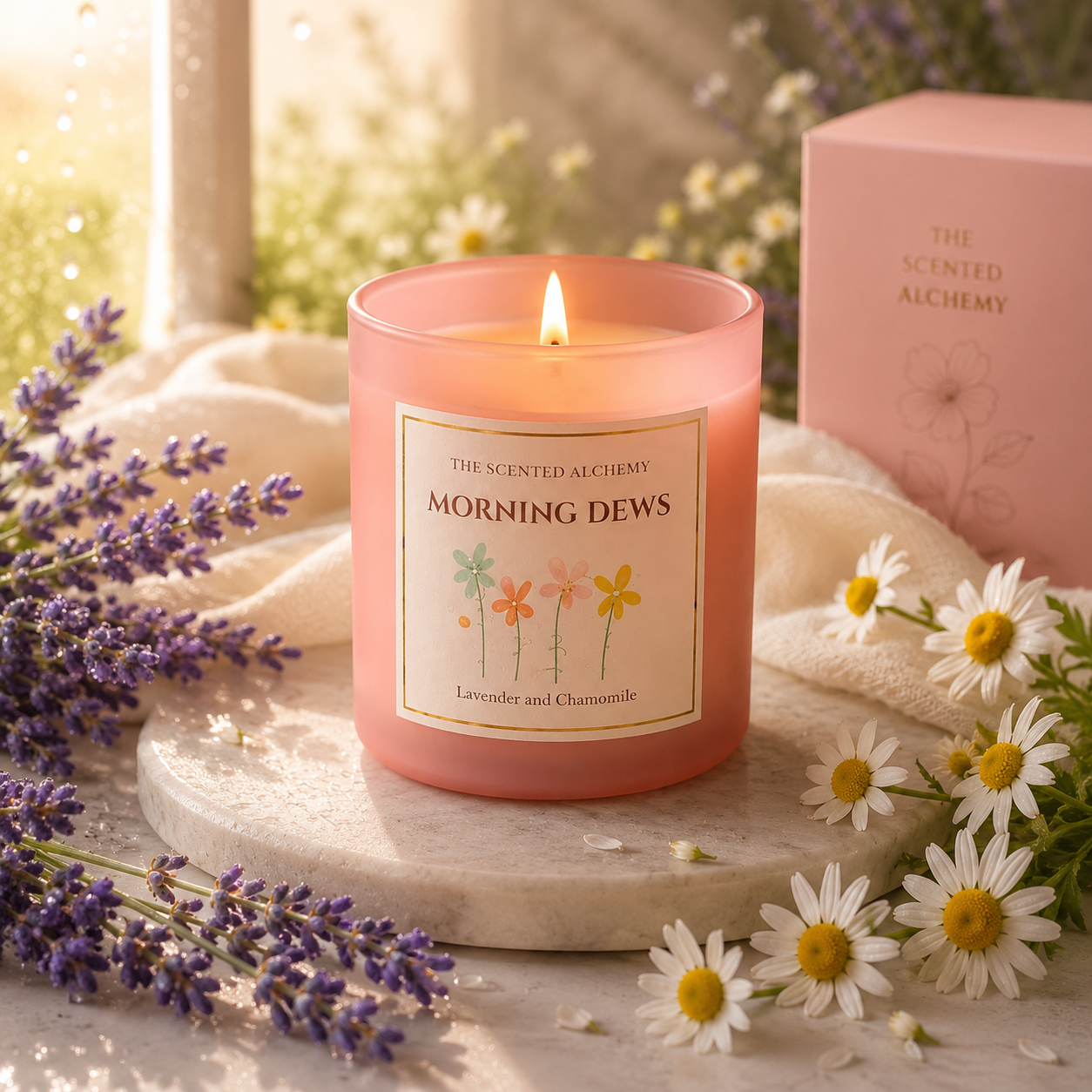 Morning Dews | Lavender & Chamomile Scented Candle | 200g | 40+ Hours Burn Time