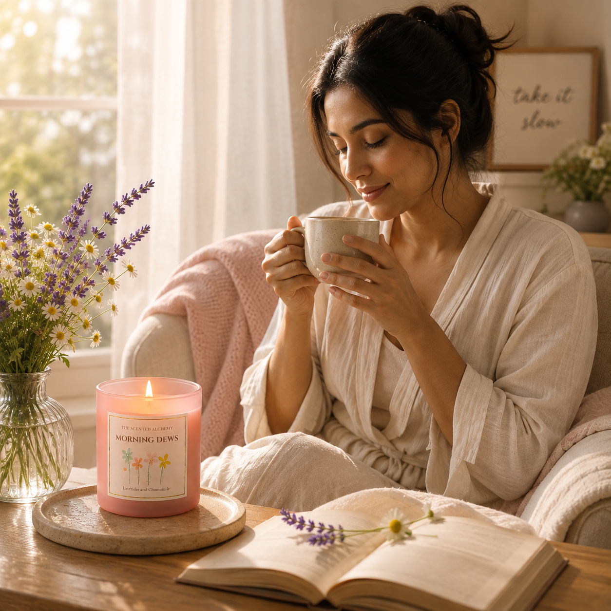 Morning Dews | Lavender & Chamomile Scented Candle | 200g | 40+ Hours Burn Time
