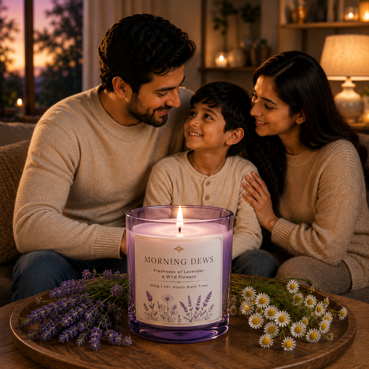 Morning Dews | Lavender & Chamomile Scented Candle | 200g | 40+ Hours Burn Time