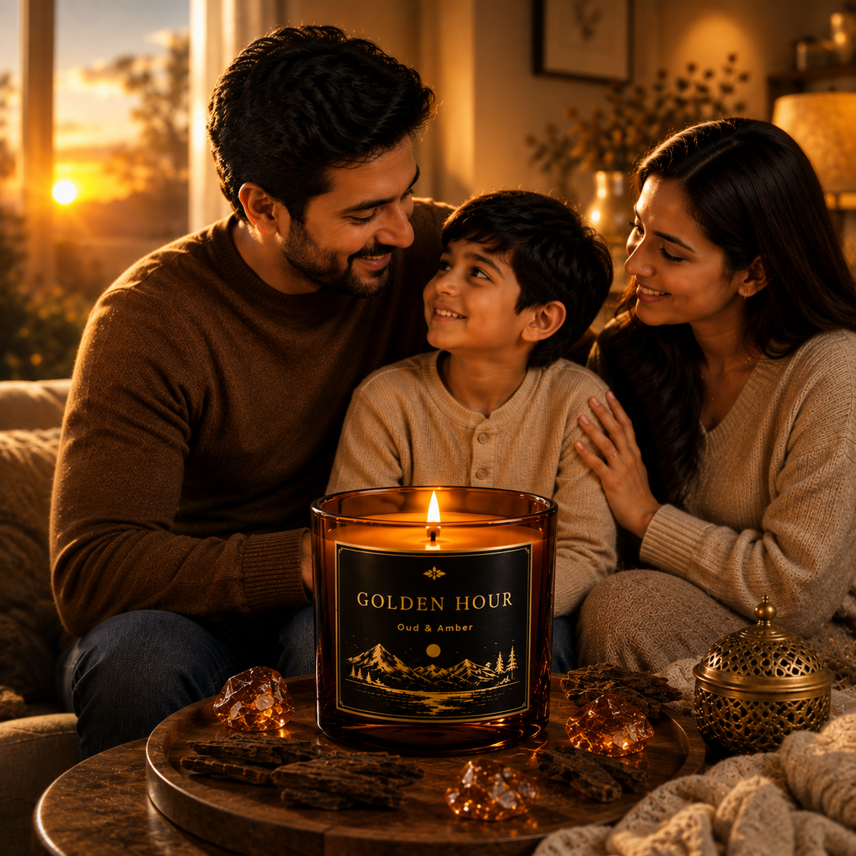 Golden Hour | Oud & Amber Scented Candle | 200g | 40+ Hours Burn Time