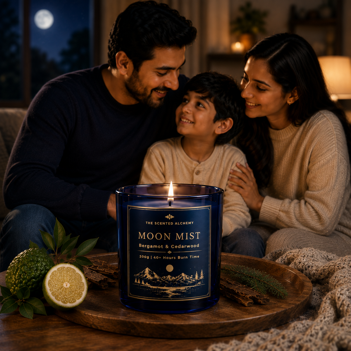 Moon Mist | Bergamot & Cedarwood Scented Candle | 200g | 40+ Hours Burn Time