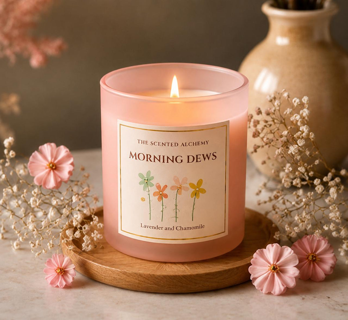 Morning Dews | Lavender & Chamomile| Scented Candle | 200g | 40+ Hours Burn Time