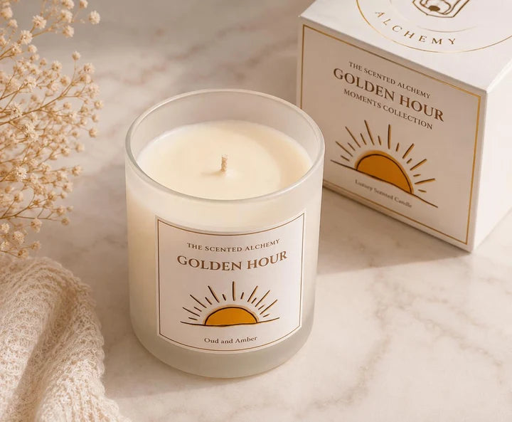 Golden Hour | Oud & Amber | Scented Candle | 200g | 40+ Hours Burn Time